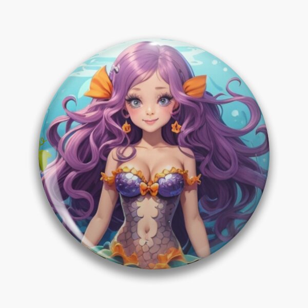 Item preview, Purple Haired Mermaid and Pumpkin Friends  designed and sold by SirenasWorld.