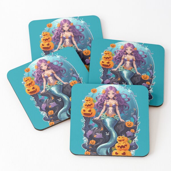 Item preview, Purple Haired Mermaid and Pumpkin Friends  designed and sold by SirenasWorld.