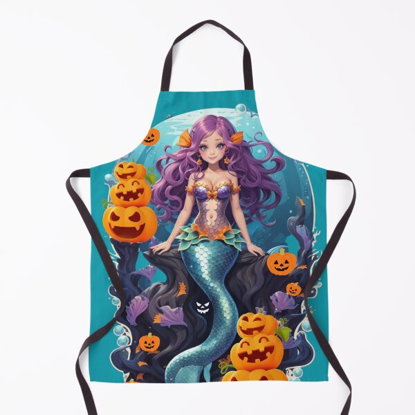 Item preview, Purple Haired Mermaid and Pumpkin Friends  designed and sold by SirenasWorld.