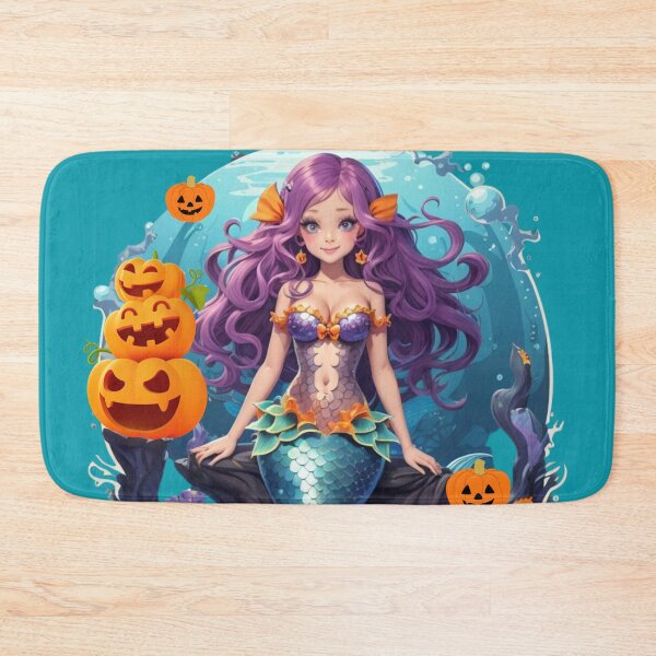 Item preview, Purple Haired Mermaid and Pumpkin Friends  designed and sold by SirenasWorld.