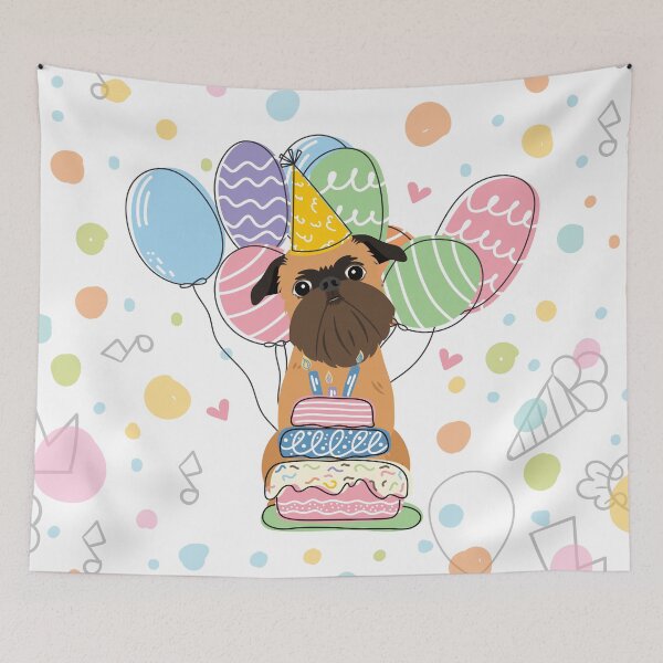 Item preview, Belge Brussels Griffon Dog Birthday Party  designed and sold by Lulupainting.