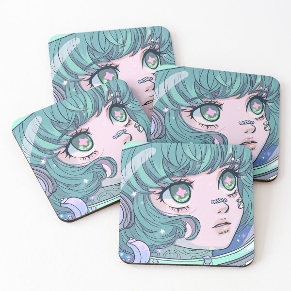 Item preview, Cute Teal Blue Amazed Astronaut Anime Girl designed and sold by bubblegoth.