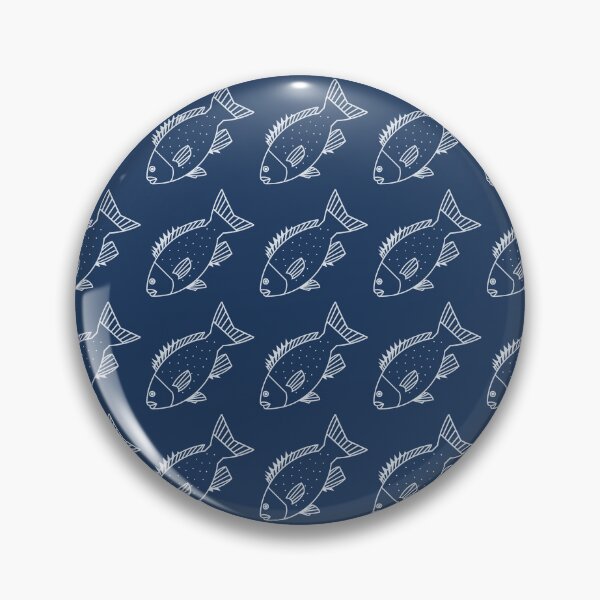 Item preview, Kawaii Bluefish in Icy Blue on Ocean Blue designed and sold by fruttidimare.