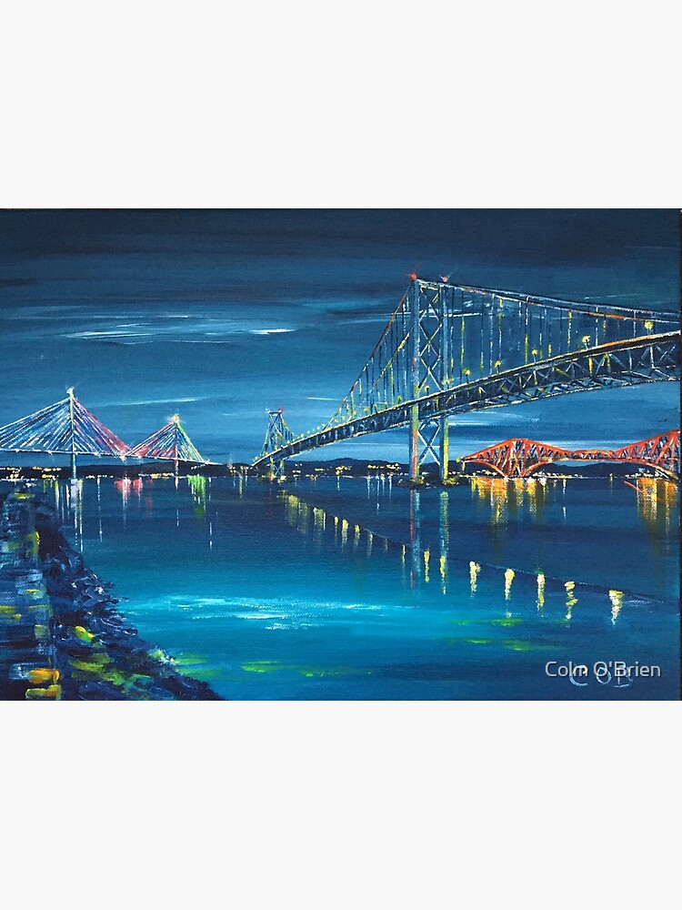 The Three Forth Bridges by Night, Edinburgh Premium Matte Vertical ...