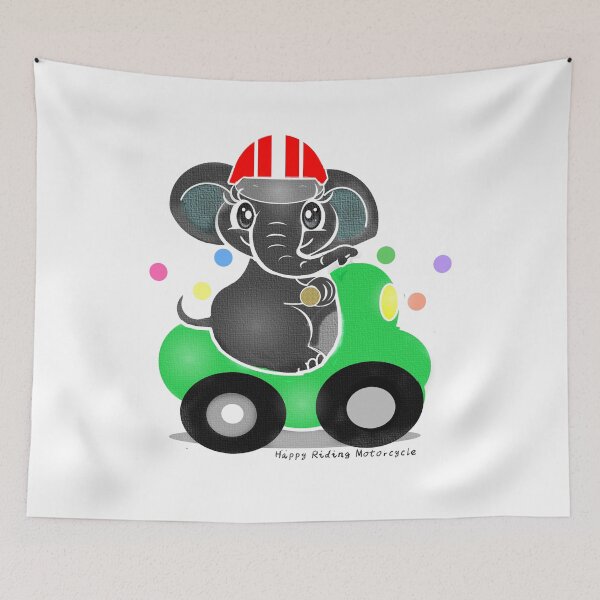 Item preview, Happy elephant riding motorcycle  designed and sold by Shirley cute art .