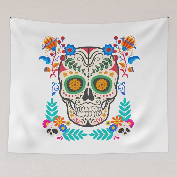 Item preview, Flowery Dia de Los Muertos Calavera - Day of the Dead Sugar Skull designed and sold by caFUNated.