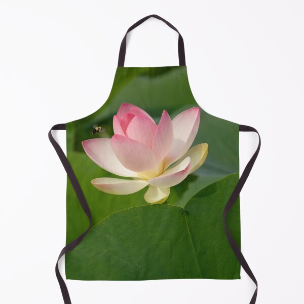 Item preview, BEAUtiful Pink Lotus flower, dear to Mahalakshmi, Goddess of Wealth, with bee and the radiating lotus feet of the Lord  designed and sold by TJ Devadatta Best.