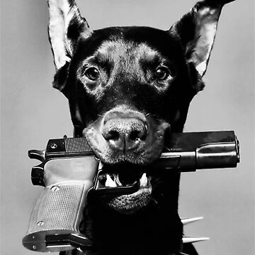 Artwork thumbnail, dog-gun black white by guerradanie