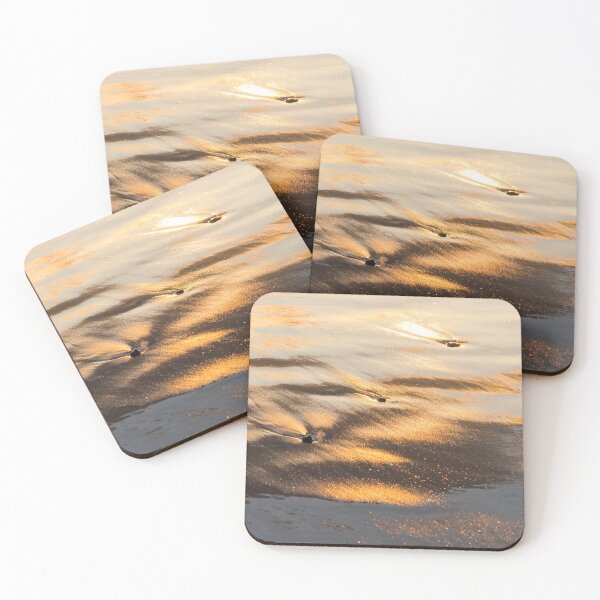 Item preview, Glossy Sunlit Sand Abstract in Gold and Blue designed and sold by Georgia Mizuleva.