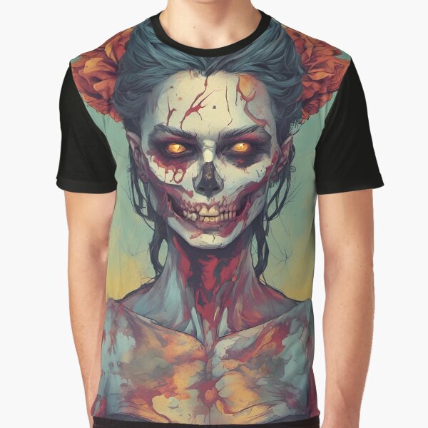 Girl Zombie Halloween Artwork Graphic T-Shirt