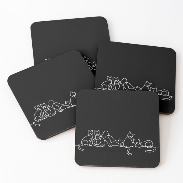 Item preview, 5 cats contour line art, white line designed and sold by putNplearn.