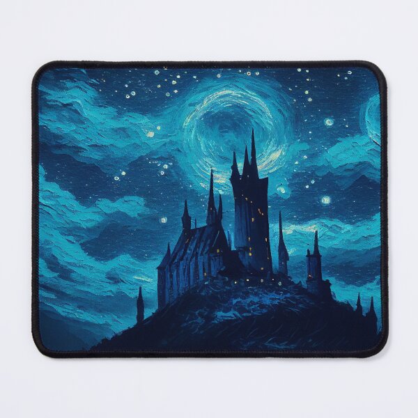 Item preview, Blue Starry Night Castle Desk Mat designed and sold by VirtualCanvasD.