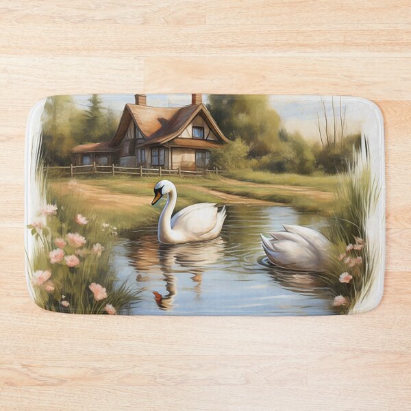 Item preview, Charming Sketch: Sunny Spring in British Countryside & Swans designed and sold by PaintbrushPlace.