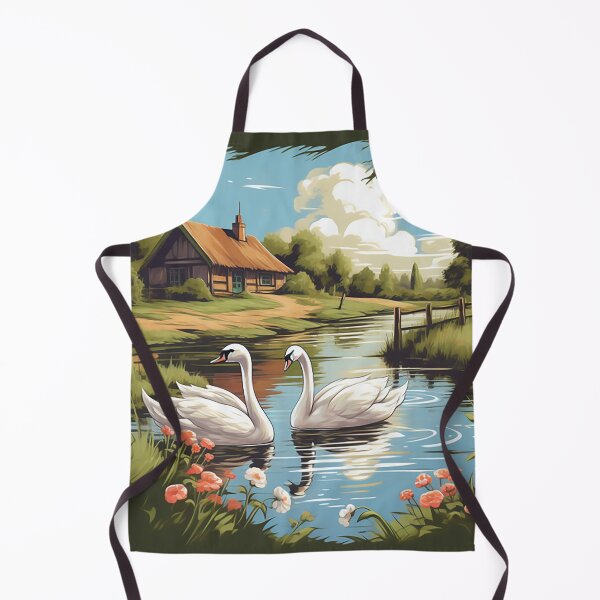 Item preview, Idyllic British Countryside: Springtime Cottage & Swans Sketch designed and sold by PaintbrushPlace.
