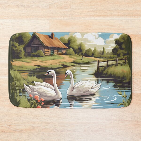 Item preview, Idyllic British Countryside: Springtime Cottage & Swans Sketch designed and sold by PaintbrushPlace.