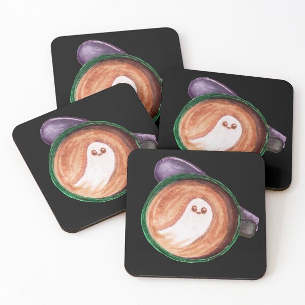 Item preview, Halloween ghost coffee watercolour painting designed and sold by Funsize-Art.