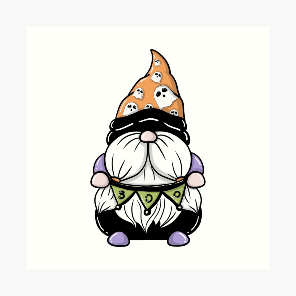 Halloween Gnome Holding Hey Boo Banner