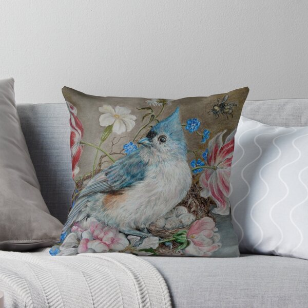 Item preview, Paro azul y abeja con bodegón floral designed and sold by Ruth Ann Ventrello.