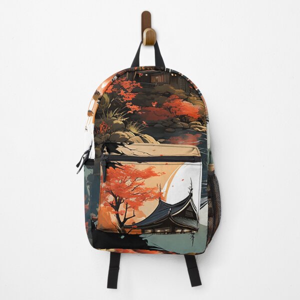 Item preview, Tranquil Autumn: Japanese Village & Koi Fish Digital Painting designed and sold by PaintbrushPlace.