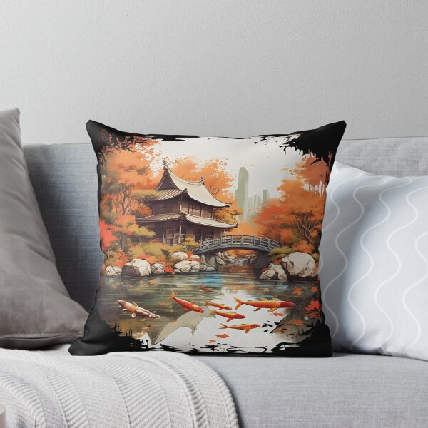Item preview, Serene Harmony: Autumn in Japanese Village Digital Illustration designed and sold by PaintbrushPlace.