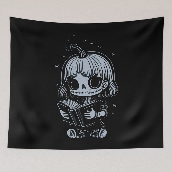 Item preview, Skeleton Girl Reading a Book Halloween Ghost Girl designed and sold by Peculiarts.