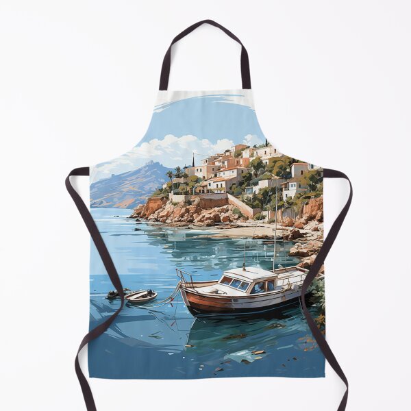 Item preview, Summer Serenity: Mediterranean Coastal Town Illustration designed and sold by PaintbrushPlace.