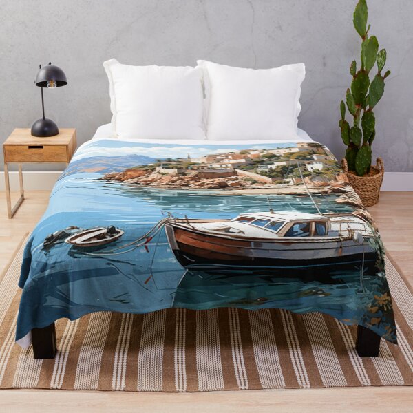 Item preview, Summer Serenity: Mediterranean Coastal Town Illustration designed and sold by PaintbrushPlace.