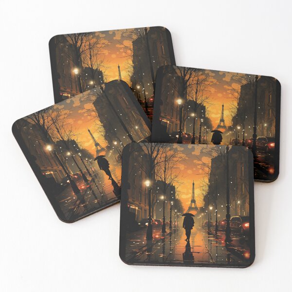 Item preview, Enchanting Paris: Art Deco Illustration of Rainy Evening Street designed and sold by PaintbrushPlace.