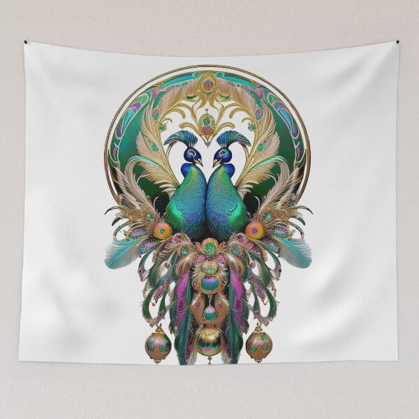 Item preview, Decorative Feathers Vintage Art Beautiful Peacocks Mucha Art designed and sold by artelligens.