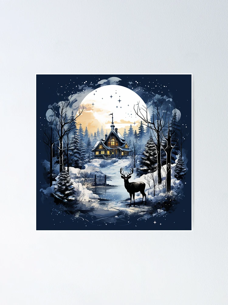  Deer In The Snow - Aesthetic Winter Unframed Poster