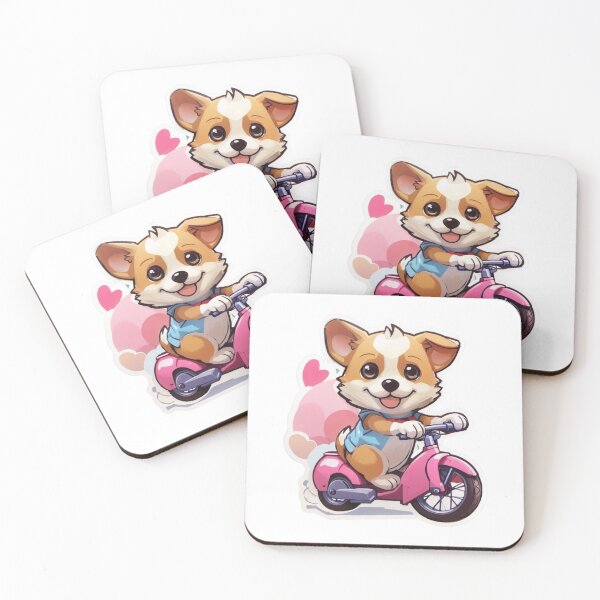 Item preview, Clipart of a cute kawaii dog riding a cycle.  designed and sold by Vegasstickers.