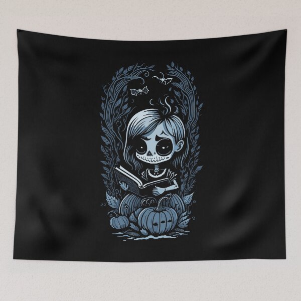 Item preview, Skeleton Girl Reading a Book Halloween Ghost Girl designed and sold by Peculiarts.