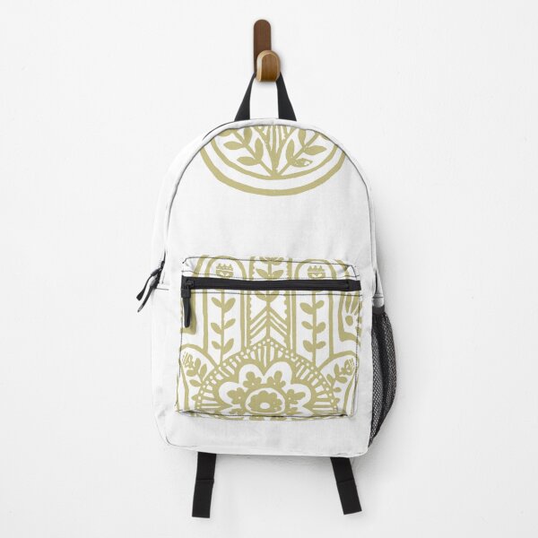 Item preview, Hamsa Flora Linocut - Snow + Gold designed and sold by Irene Estelle.