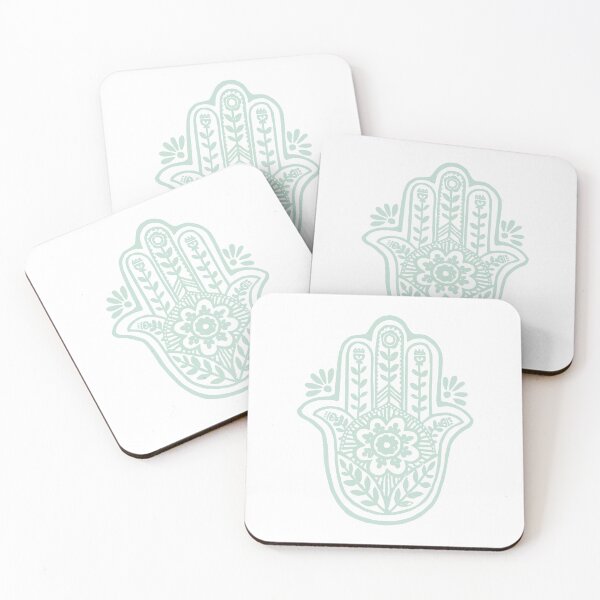 Item preview, Hamsa Flora Linocut - Snow + Mint designed and sold by Irene Estelle.