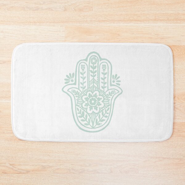 Item preview, Hamsa Flora Linocut - Snow + Mint designed and sold by Irene Estelle.