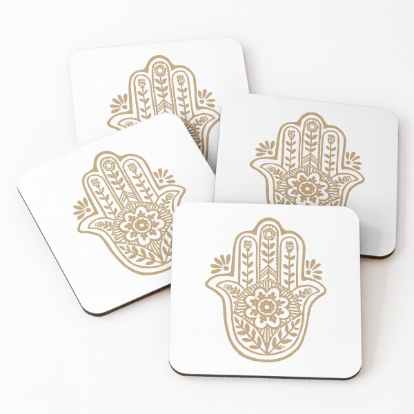 Aperçu de l'œuvre Hamsa Flora Linocut - Snow + Fawn créée et vendue par Irene Estelle.