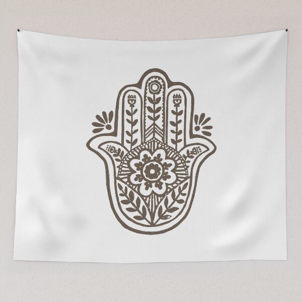 Artikelvorschau, Hamsa Flora Linocut - Snow + Earth entworfen und verkauft von Irene Estelle.