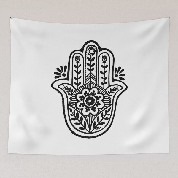 Item preview, Hamsa Flora Linocut - Snow + Coal designed and sold by Irene Estelle.