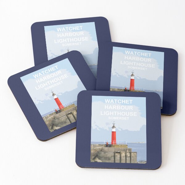 Item preview, Watchet Harbour Lighthouse Somerset.Travel location poster designed and sold by BarbaraGlebska.