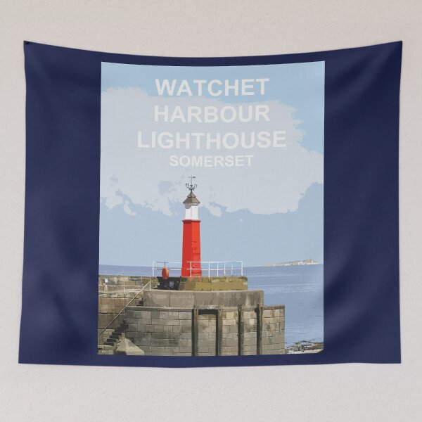 Item preview, Watchet Harbour Lighthouse Somerset.Travel location poster designed and sold by BarbaraGlebska.