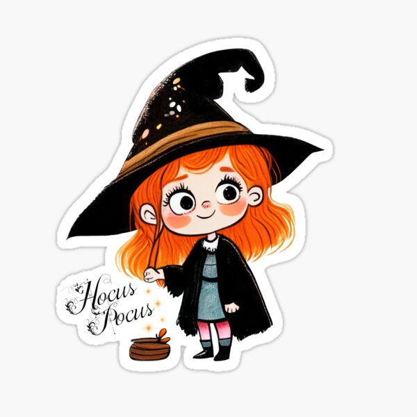 lustige kleine Hexe mit Hocus Pocus Sticker