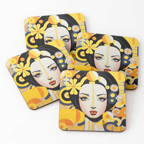 Item preview, Japanese Maiko Abstract Yellow designed and sold by Meeheemaha.