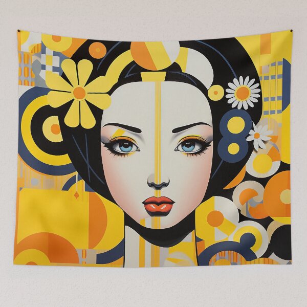 Item preview, Japanese Maiko Abstract Yellow designed and sold by Meeheemaha.