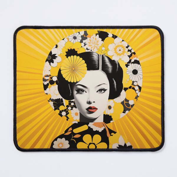 Item preview, Japanese Maiko 70s flowers yellow designed and sold by Meeheemaha.