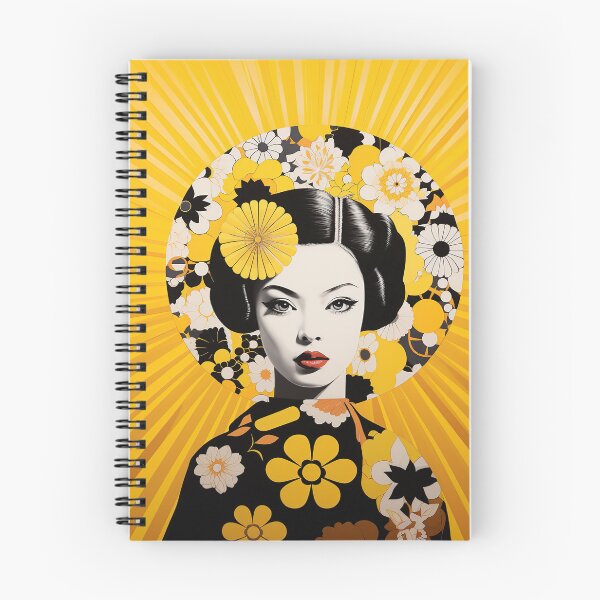 Item preview, Japanese Maiko 70s flowers yellow designed and sold by Meeheemaha.