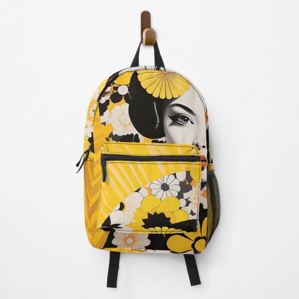 Item preview, Japanese Maiko 70s flowers yellow designed and sold by Meeheemaha.