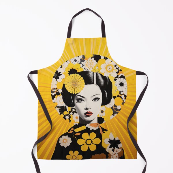 Item preview, Japanese Maiko 70s flowers yellow designed and sold by Meeheemaha.