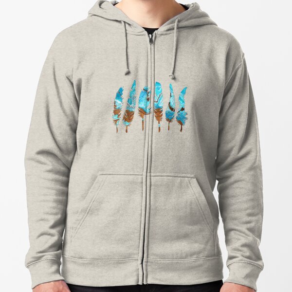 Birds of a Feather: Aqua & Teal Zipped Hoodie