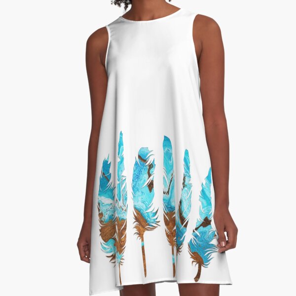 Birds of a Feather: Aqua & Teal A-Line Dress