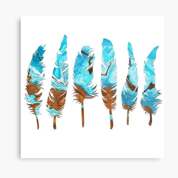 Birds of a Feather: Aqua & Teal Metal Print